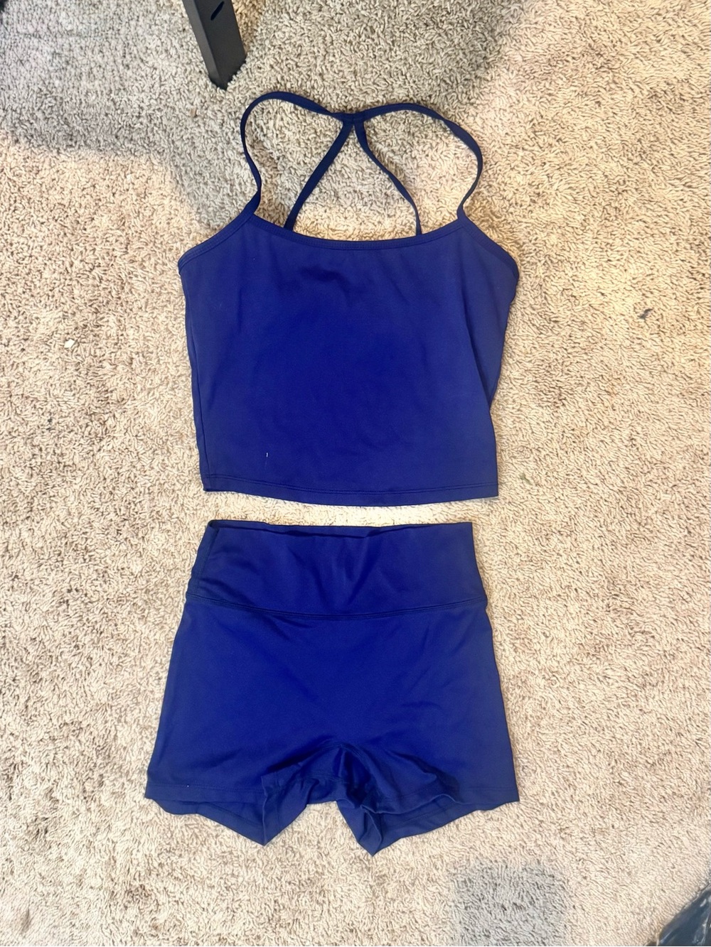 Women's Navy Blue Seamless Tankini Top & High-Waist Shorts matching set 💙